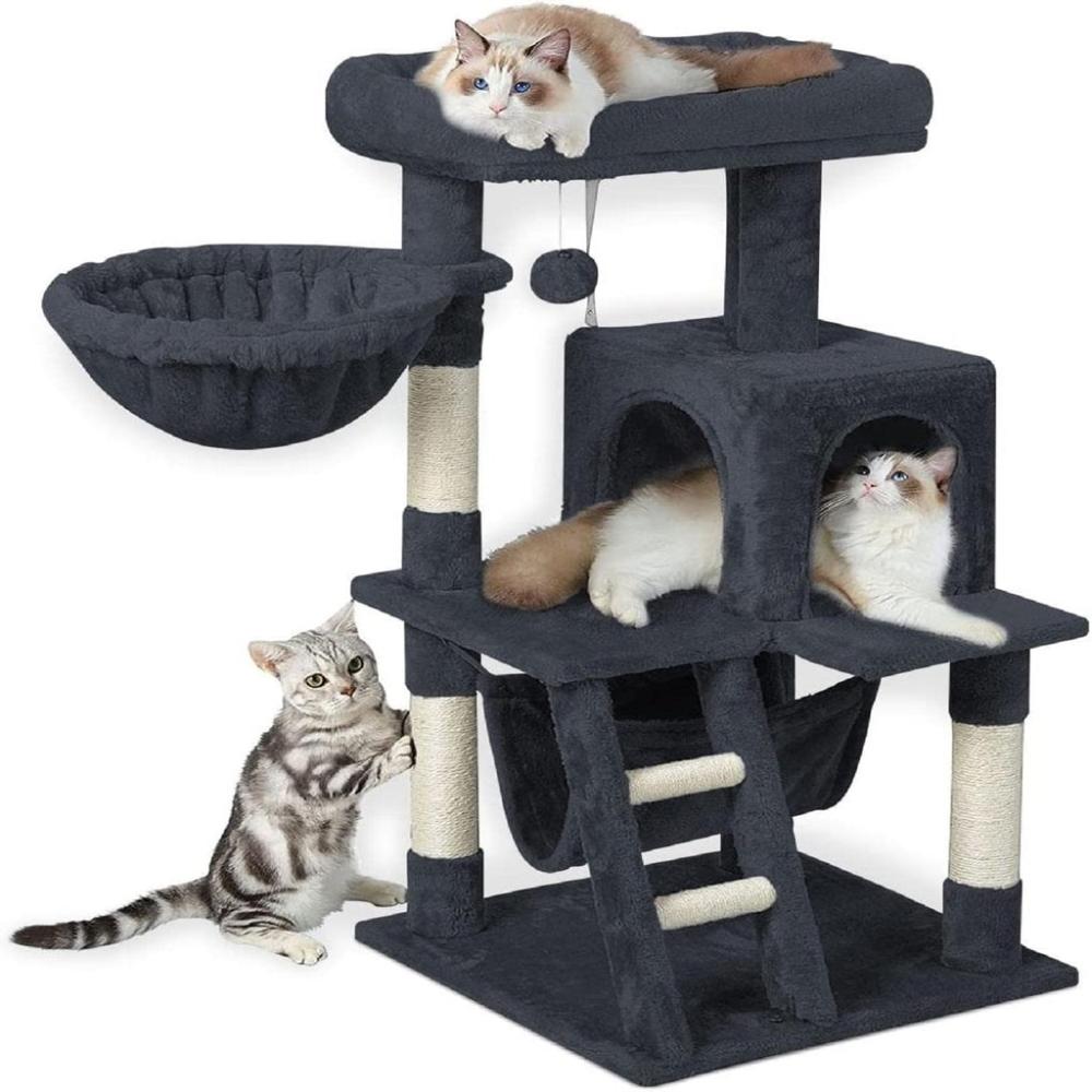 Plush Cat Condo Cat Tree Dark - Grey 104cms