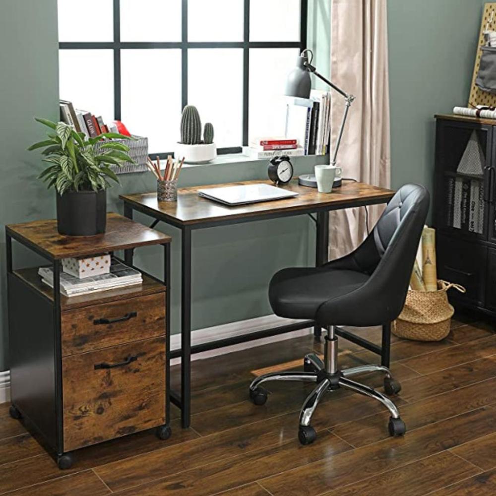 Industrial Style Computer Desk - Rustic Brown and Black