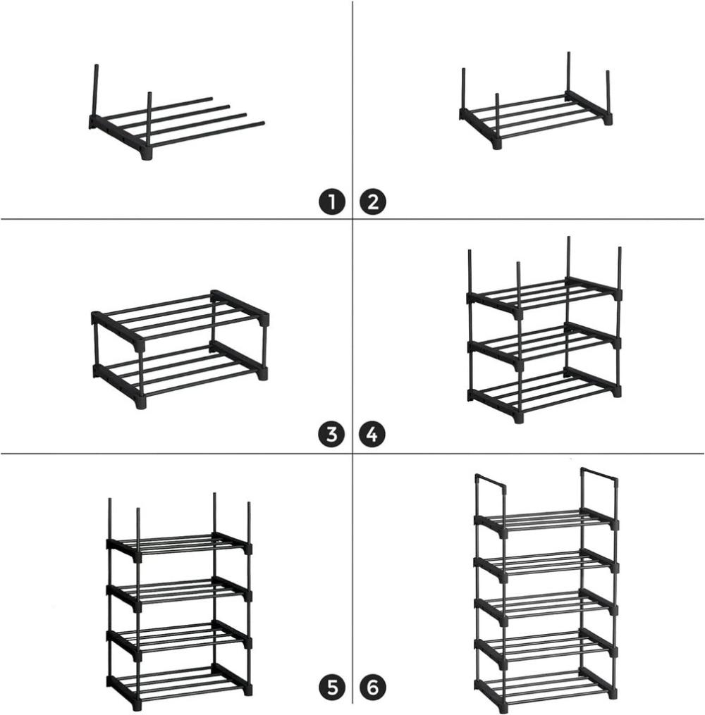 5 Tier Metal Shoe Rack for 10 Pairs of Shoes - Black