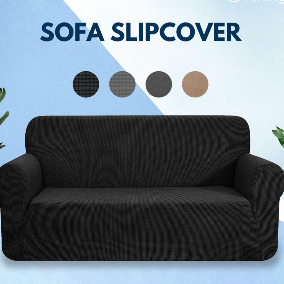 Polyester Jacquard Sofa Cover 3-Seater (Black)