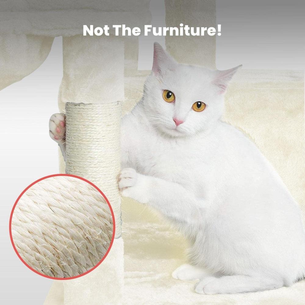 Adjustable Base Plush Cat Tree Beige - 97cms