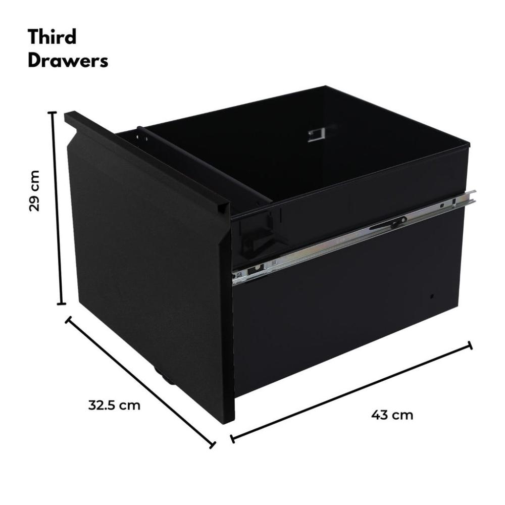 3 Drawer Mobile File Cabinet with Lock (Black)