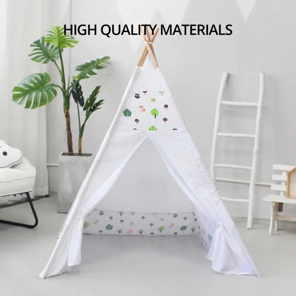 Kids Teepee Tent with Side Window - White Forest