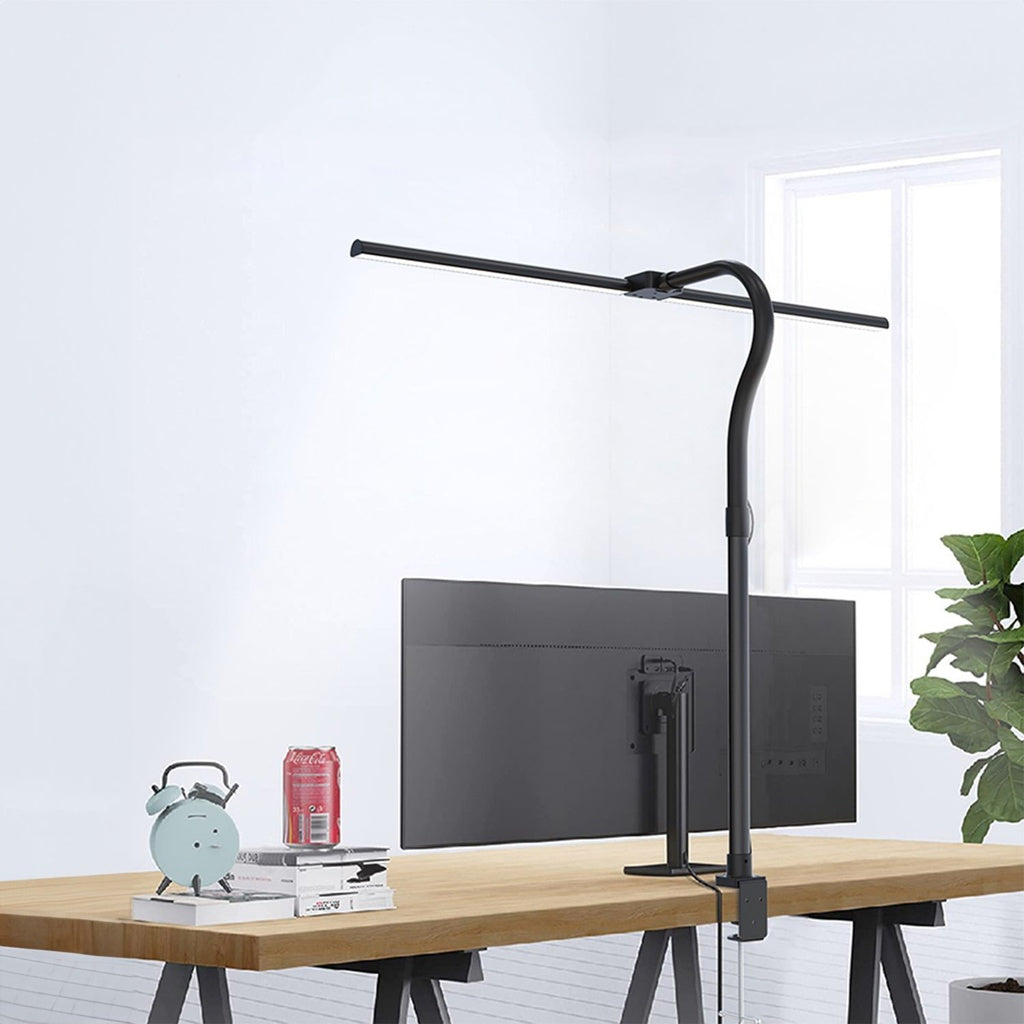 24W Double Head LED Desk Lamp with 5 Color Modes (Black)