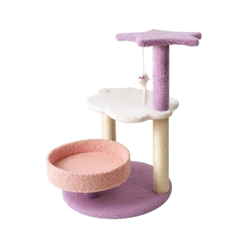 Galaxy Plush Scratching Post Cat Tree Pink Purple - 61cms