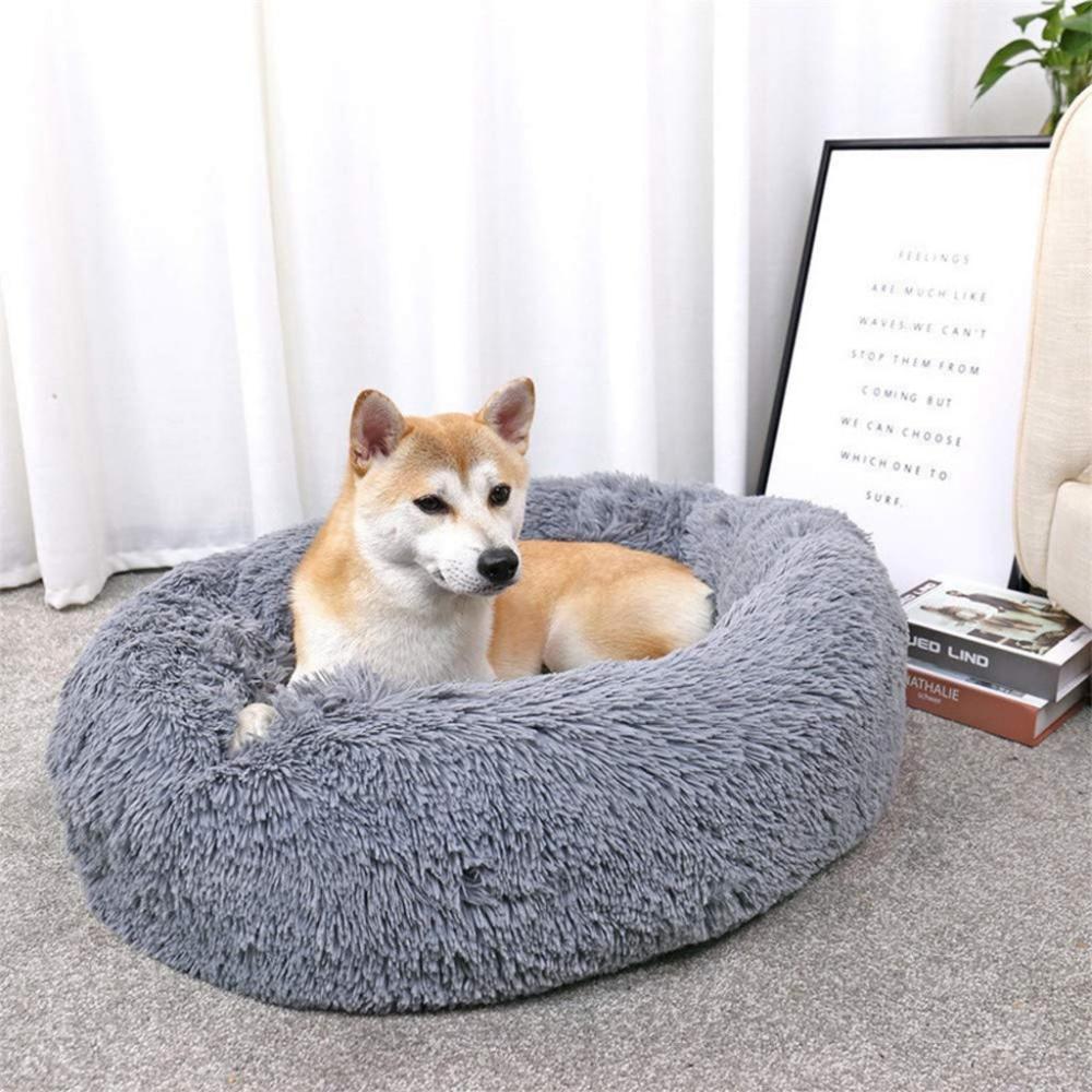 Smooth Plush Round Pet Bed XL 100cms (Dark Grey)