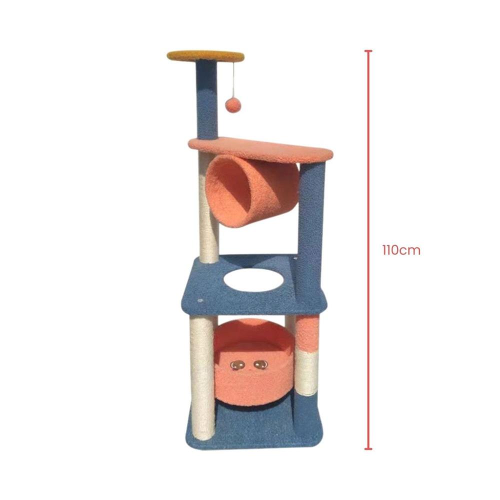 Emoji Plush Cat Condo Cat Tree - Blue Red 110cms