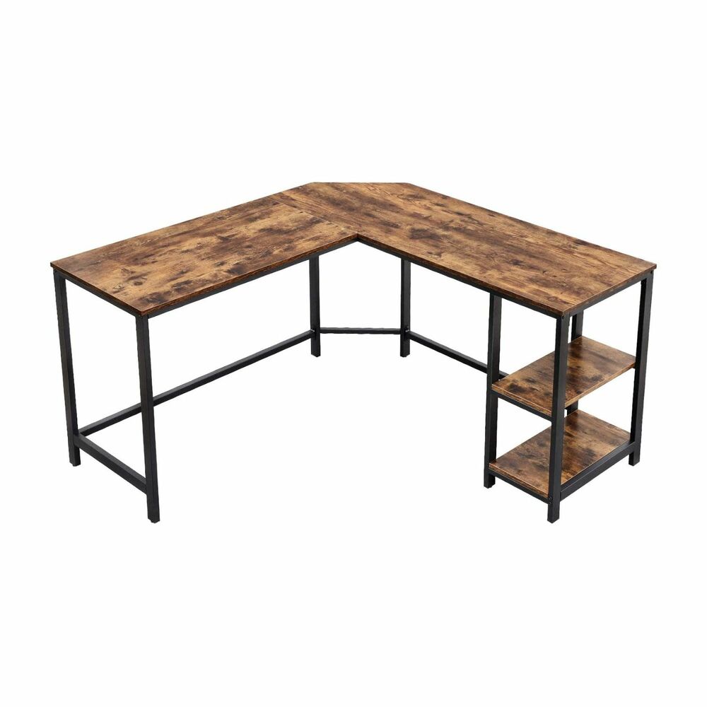 Authentic Style L-Shaped Desk with Shelves