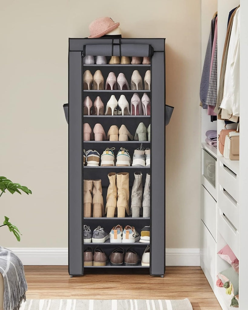 9 Tier Shoe Rack for 27-35 Pairs of Shoes - Grey