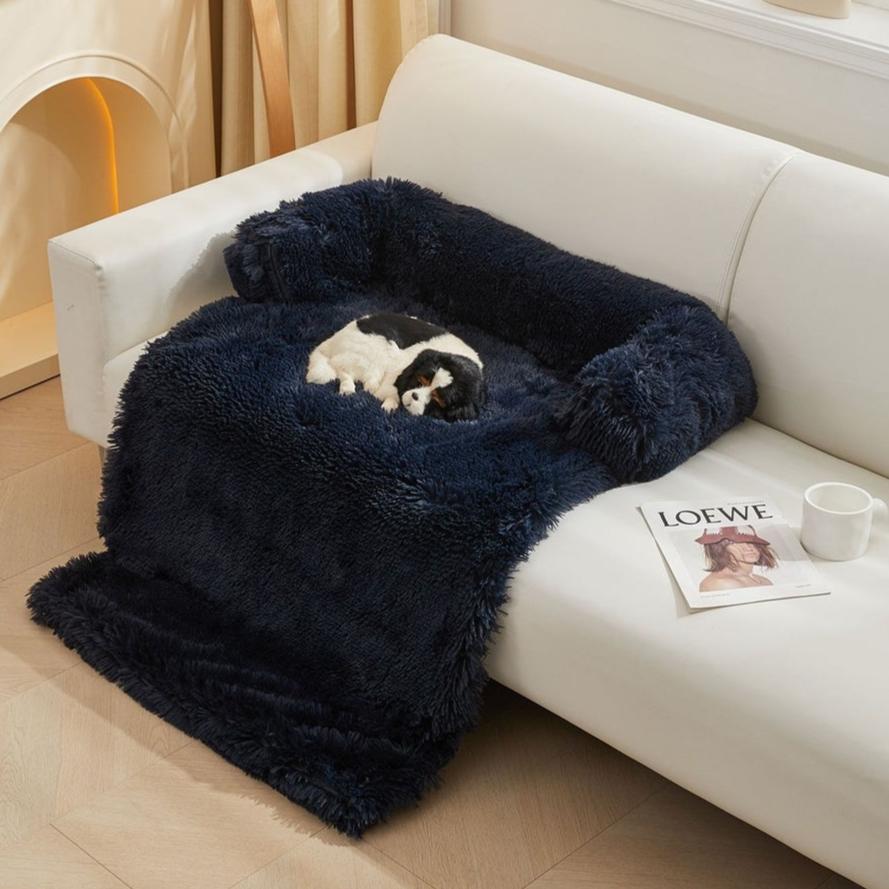 Pet Sofa Cover Soft with Bolster XL Size (Dark Blue)