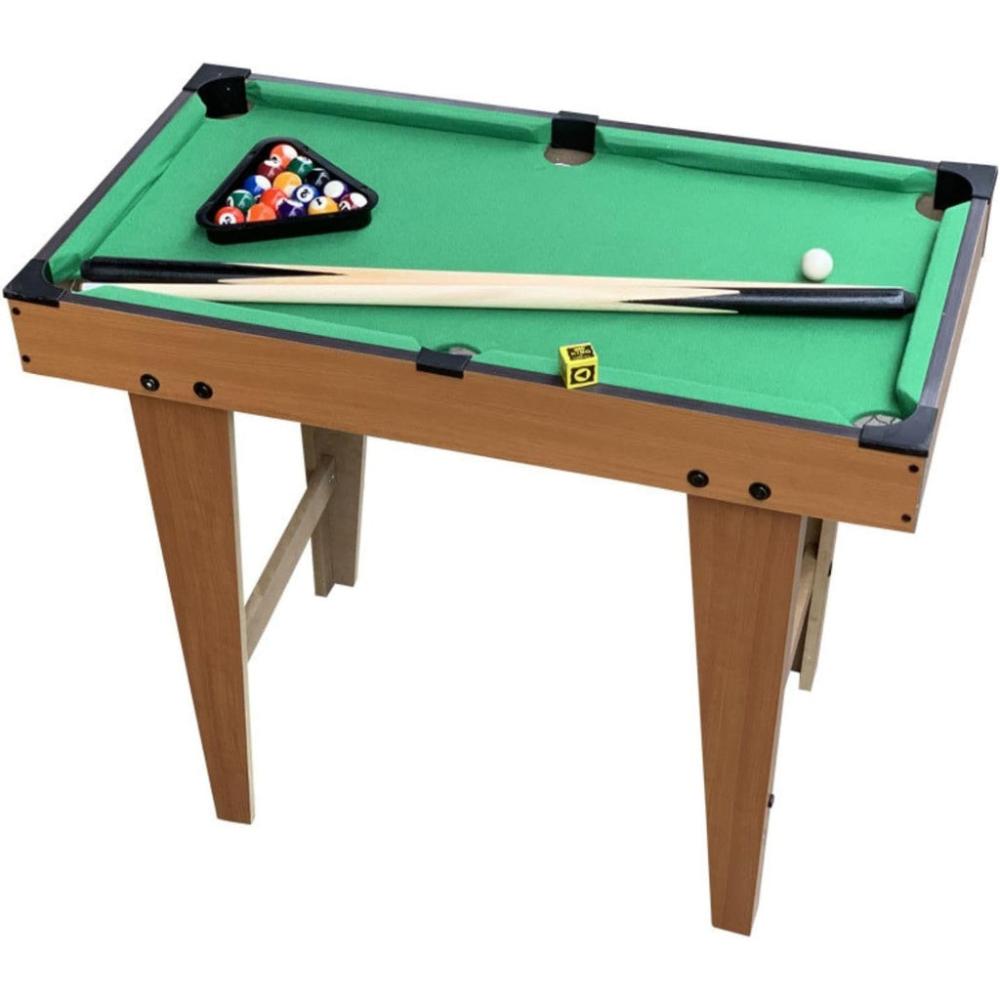 Mini Pool Game Table with 2 Sticks (Wooden and Green) - 69cms