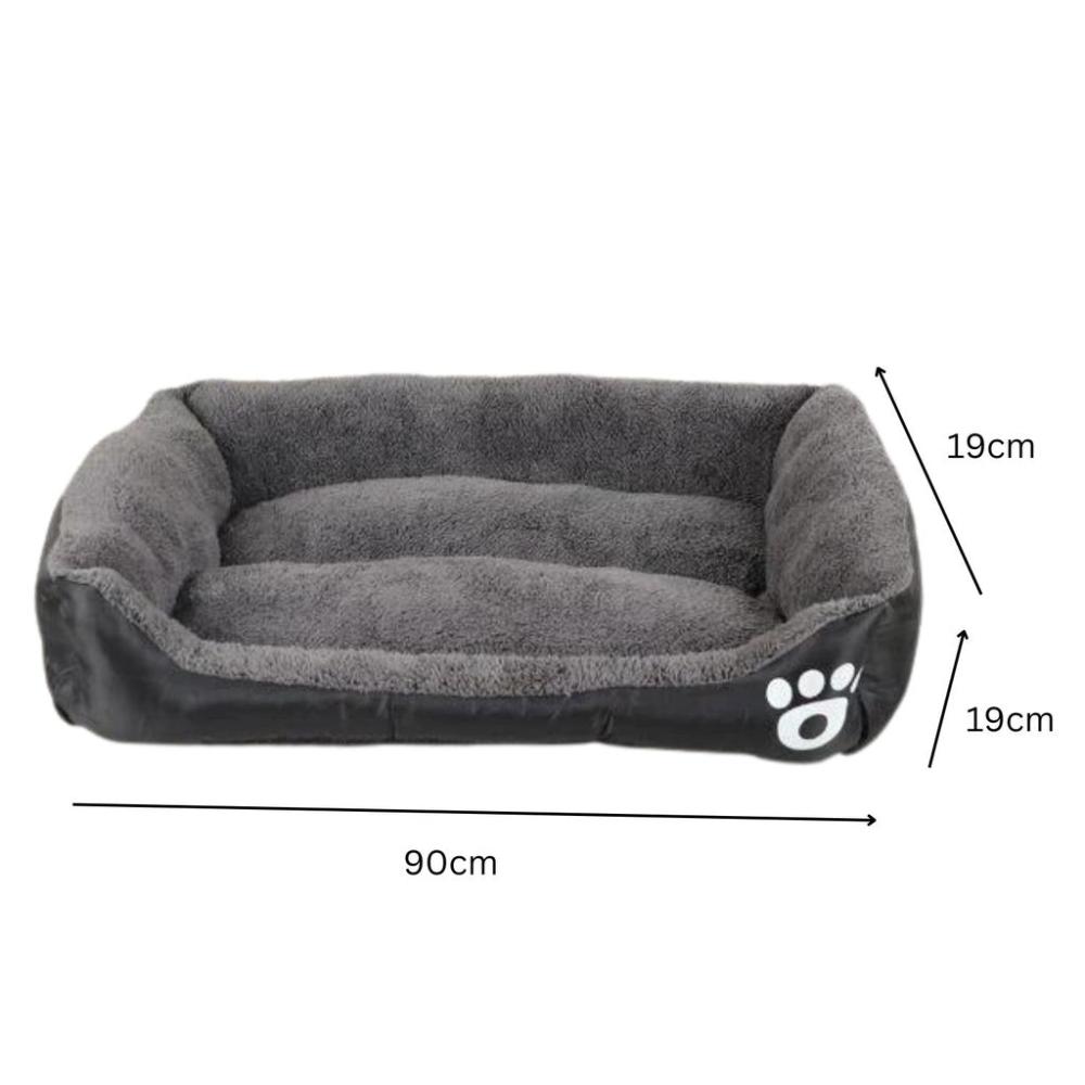 Washable Pet Bed Square XL Size Comfy - Black and Dark Grey