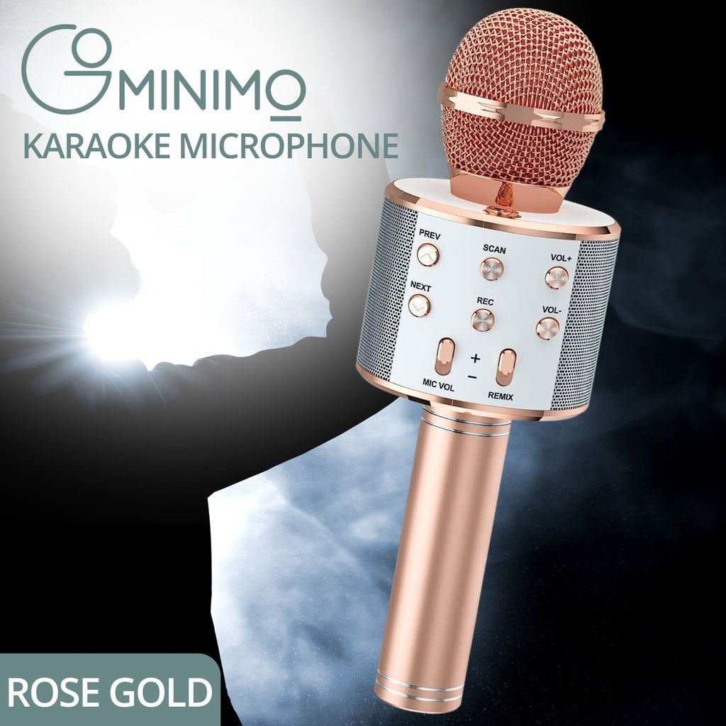 4 in 1 Wireless Bluetooth Karaoke Microphone with Record Function (Rose gold)