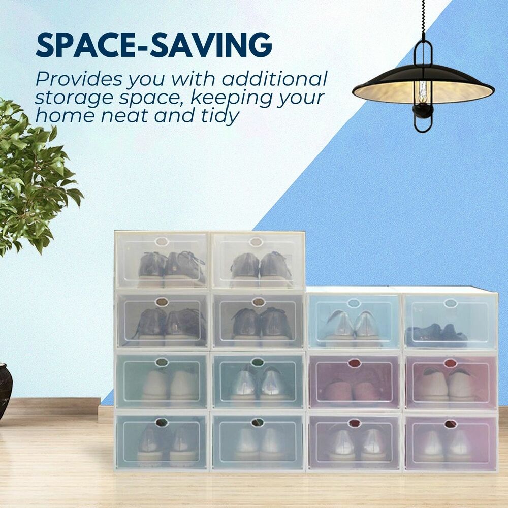 Durable Plastic Shoe Box 12pcs (White)