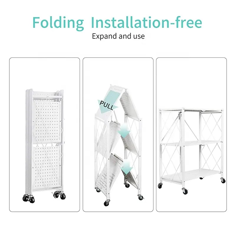 Foldable 3 Tier Storage Shelf (White)