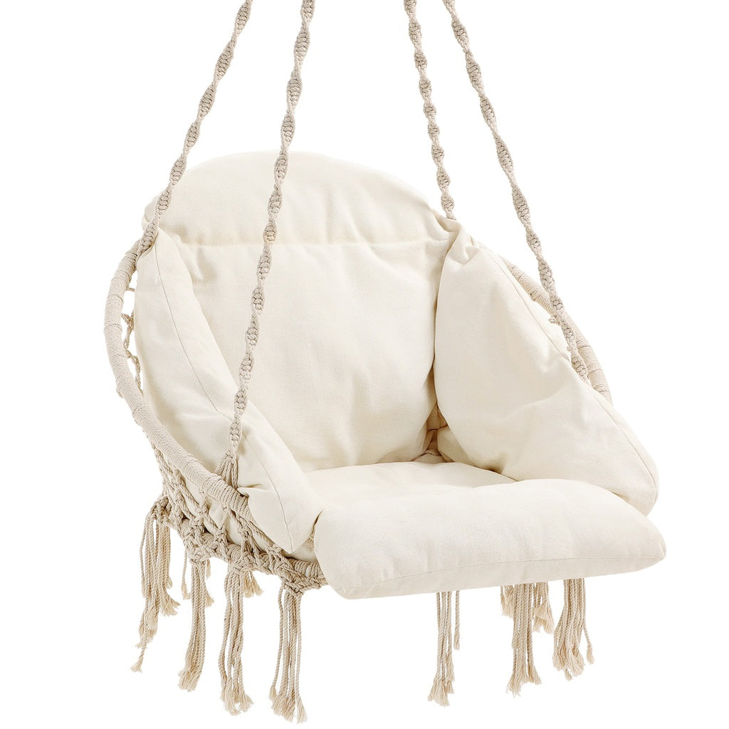 Hammock Hanging Chair with Cushion - Cloud White