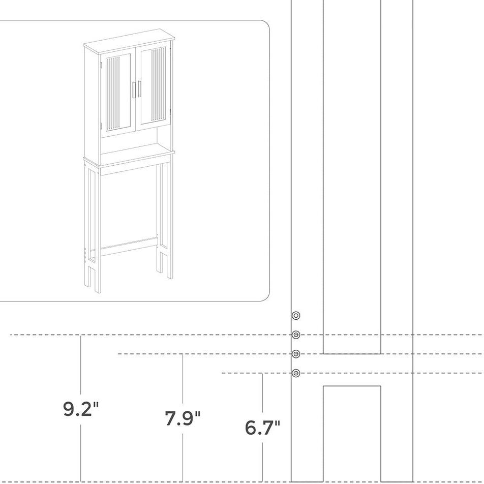 Toilet Shelf with Shelf and Double Doors