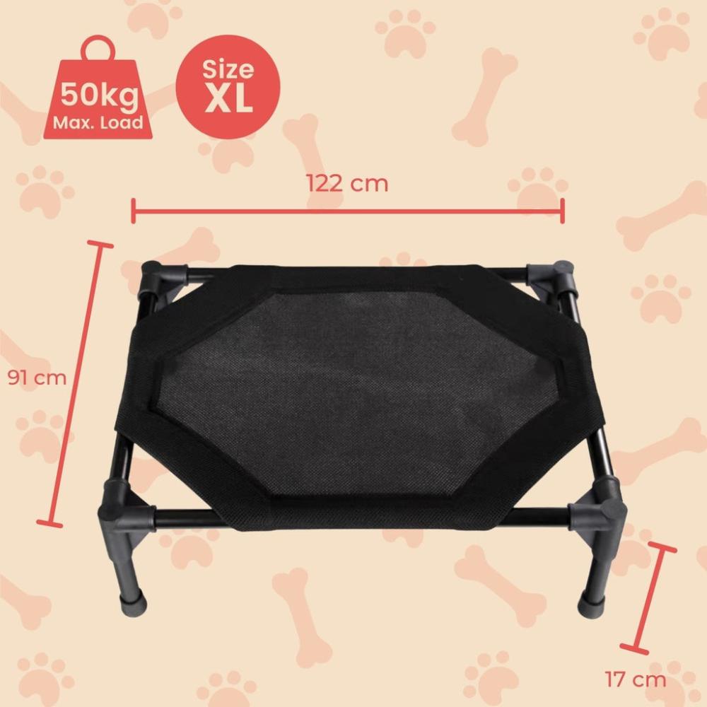 Luxurious Elevated Pet Bed (XL - Black)