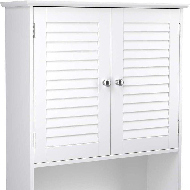 Wall Cabinet with 2 Doors and Cupboard - White