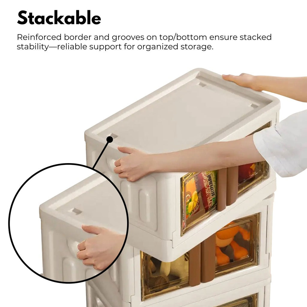 Foldable Storage Organizers (Ivory +Brown) - 72L