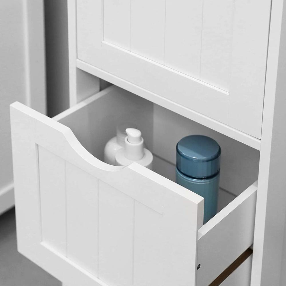 Crafted Floor Cabinet with 4 Drawers - White