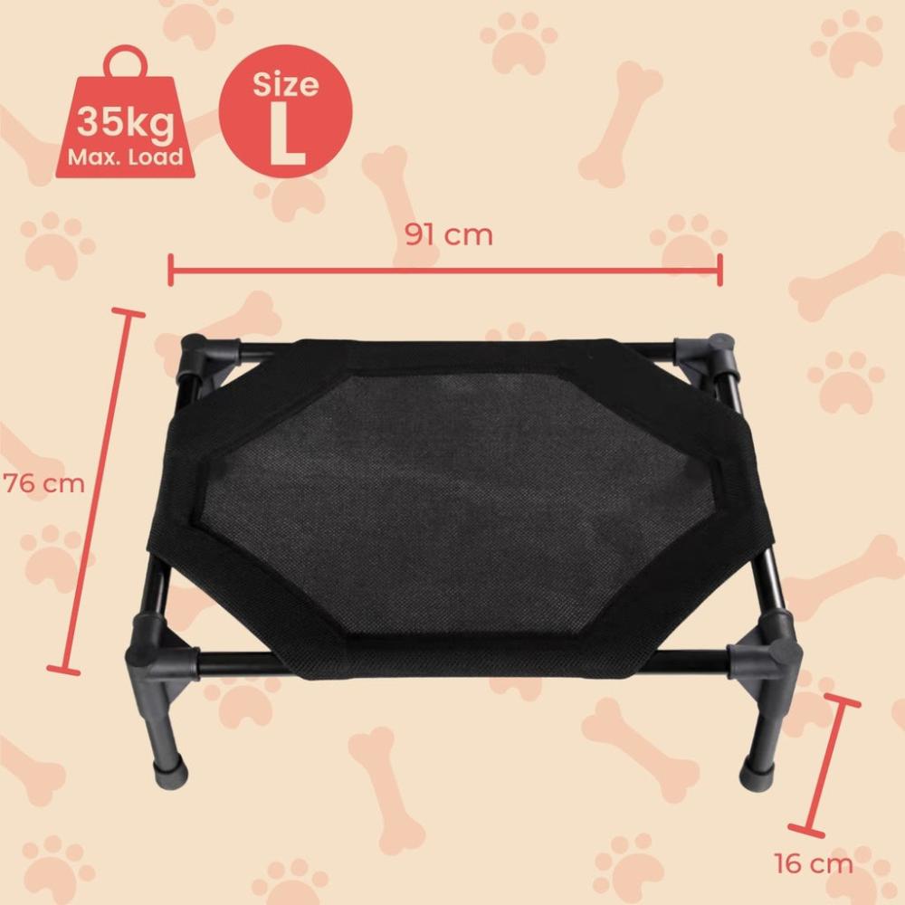 Luxurious Elevated Pet Bed (L Black)