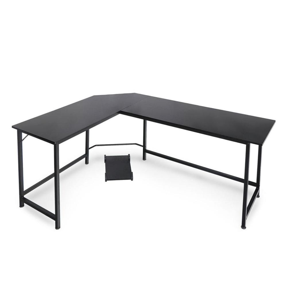 L-Shaped Corner Computer Desk with CPU Stand (Black)