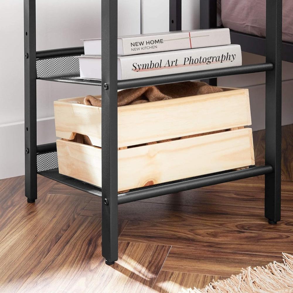 Industrial Set of 2 Bedside Tables - Rustic Brown and Black