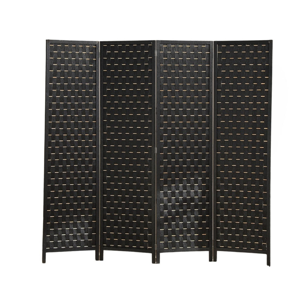 4-Panel Pine Wood Room Divider - Black