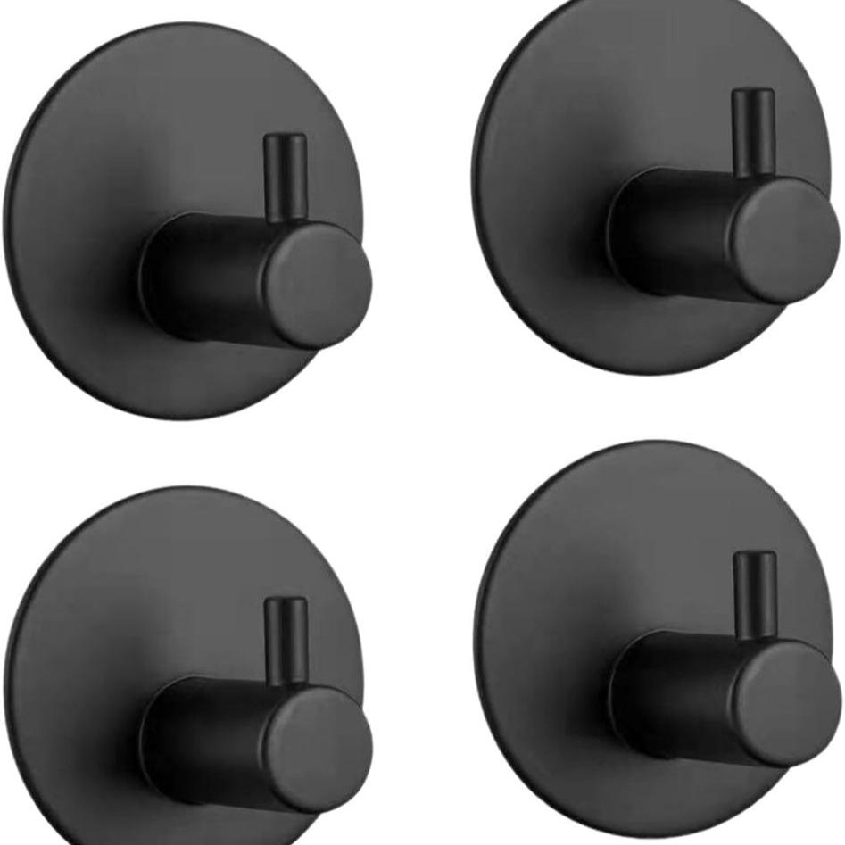 Round Stainless-Steel Wall Hook 4pcs (Black)