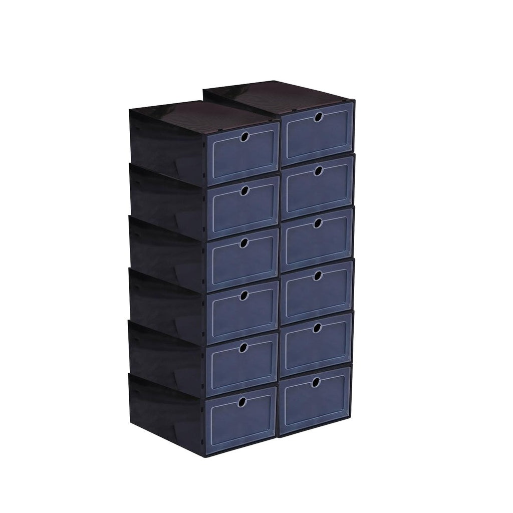 Space-Saving Plastic Shoe Box 12pcs (Black)