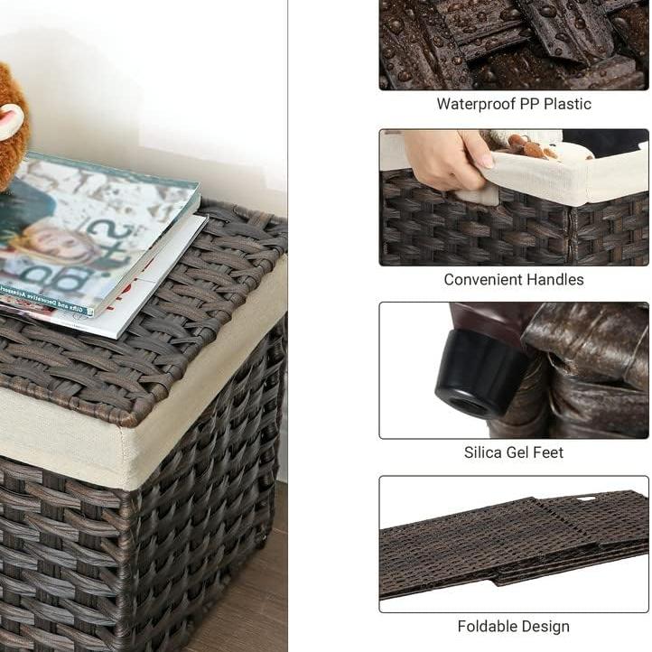 Metal Frame Storage Basket with Lid 160L - Brown