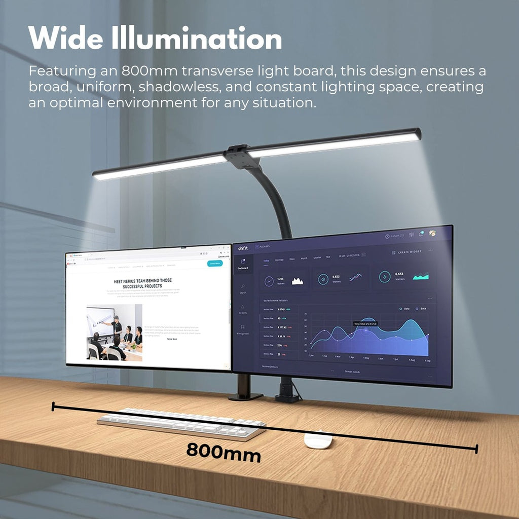 24W Double Head LED Desk Lamp with 5 Color Modes (Black)