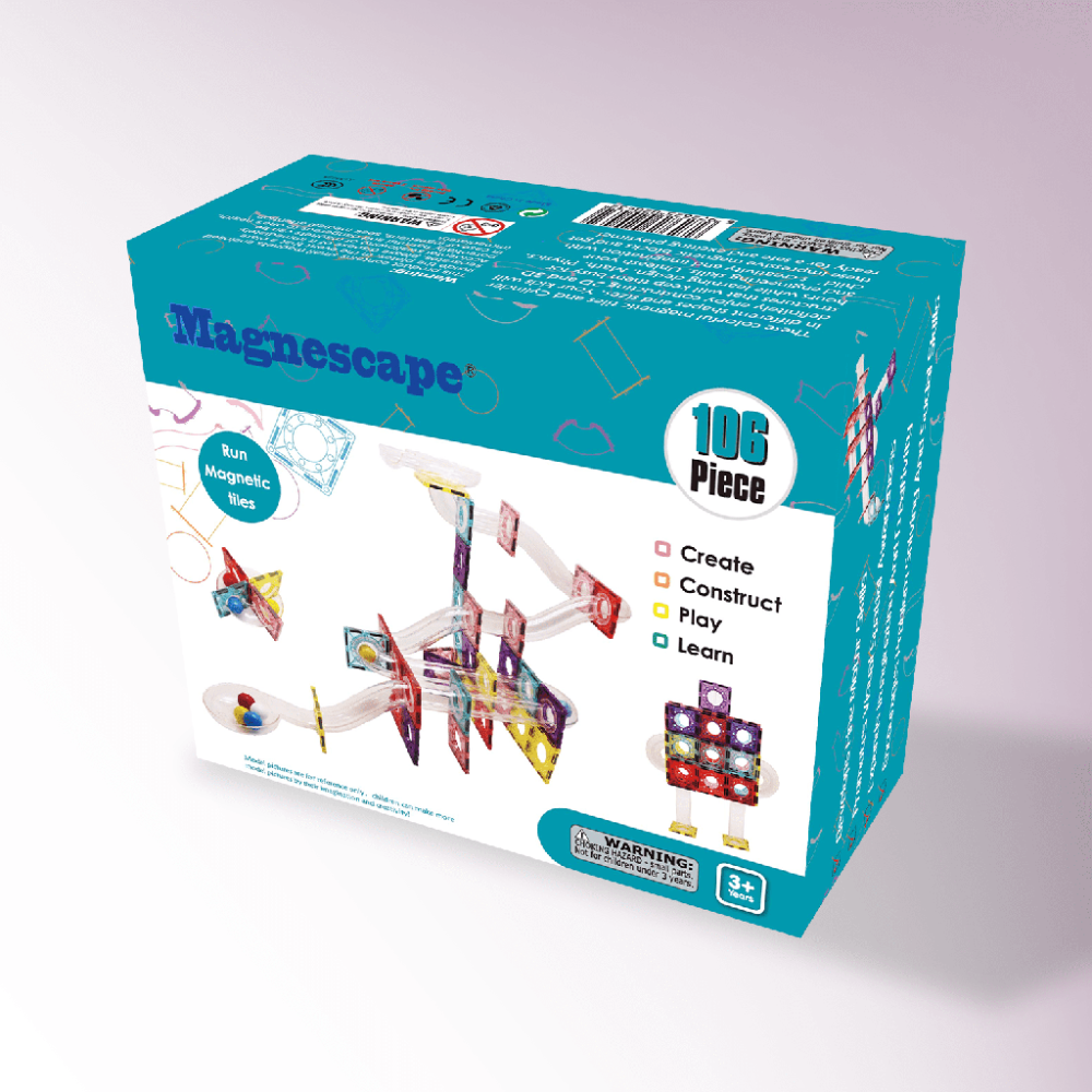 Magnetic Tiles Marble Run 106pcs with Clear Tubes