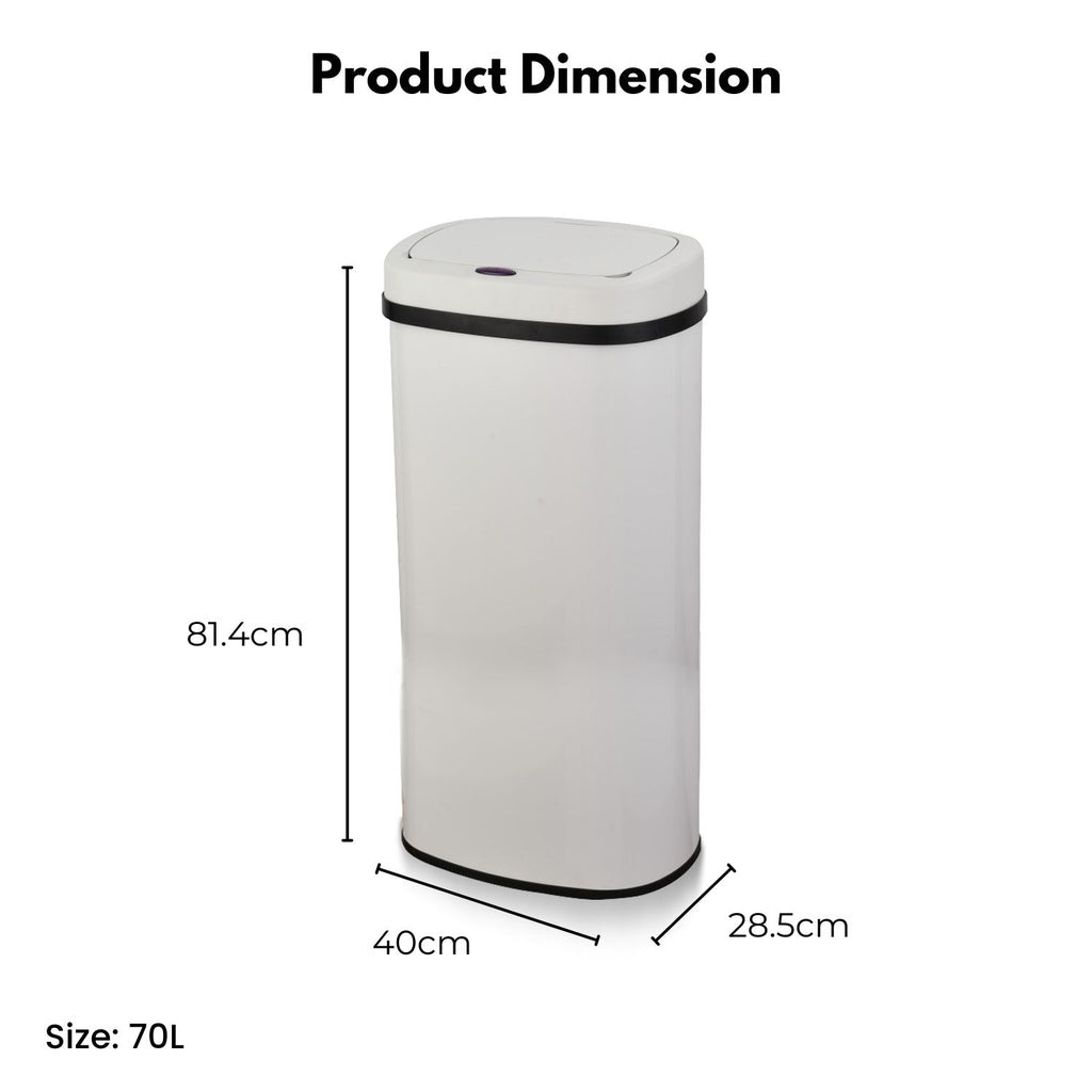 White Oval Sensor Bin 70L