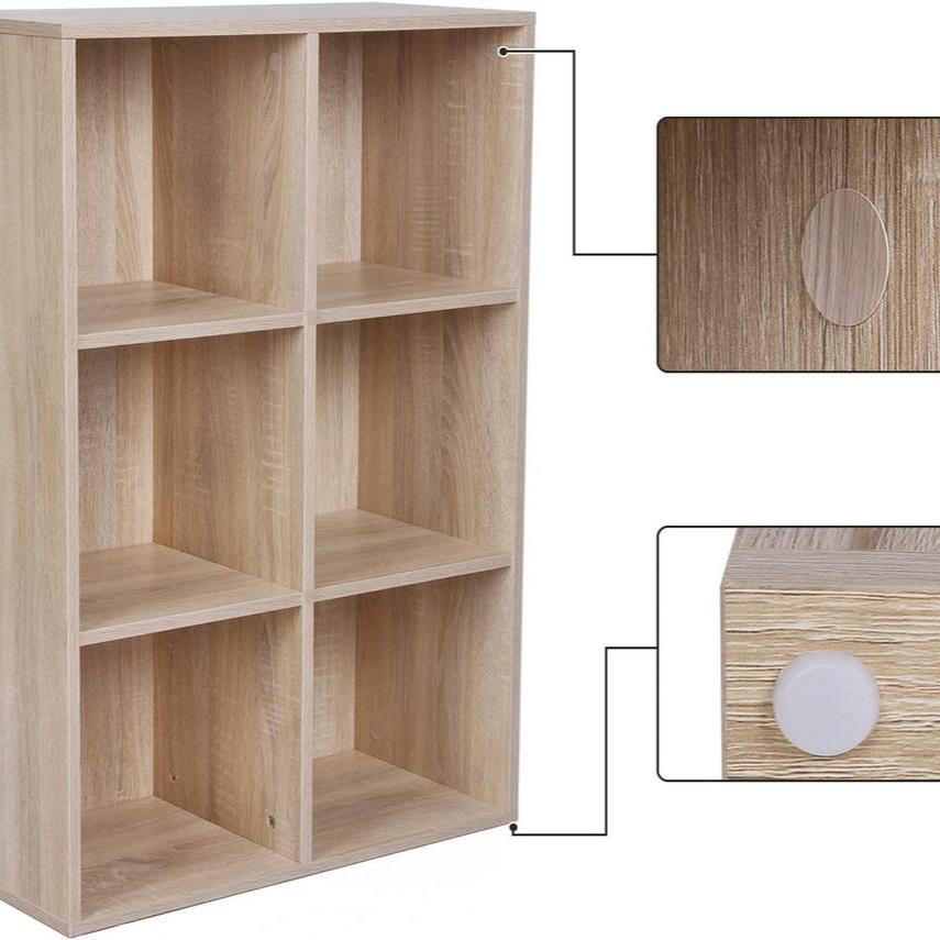 Wooden Shelving Bookcase with 6 Compartments