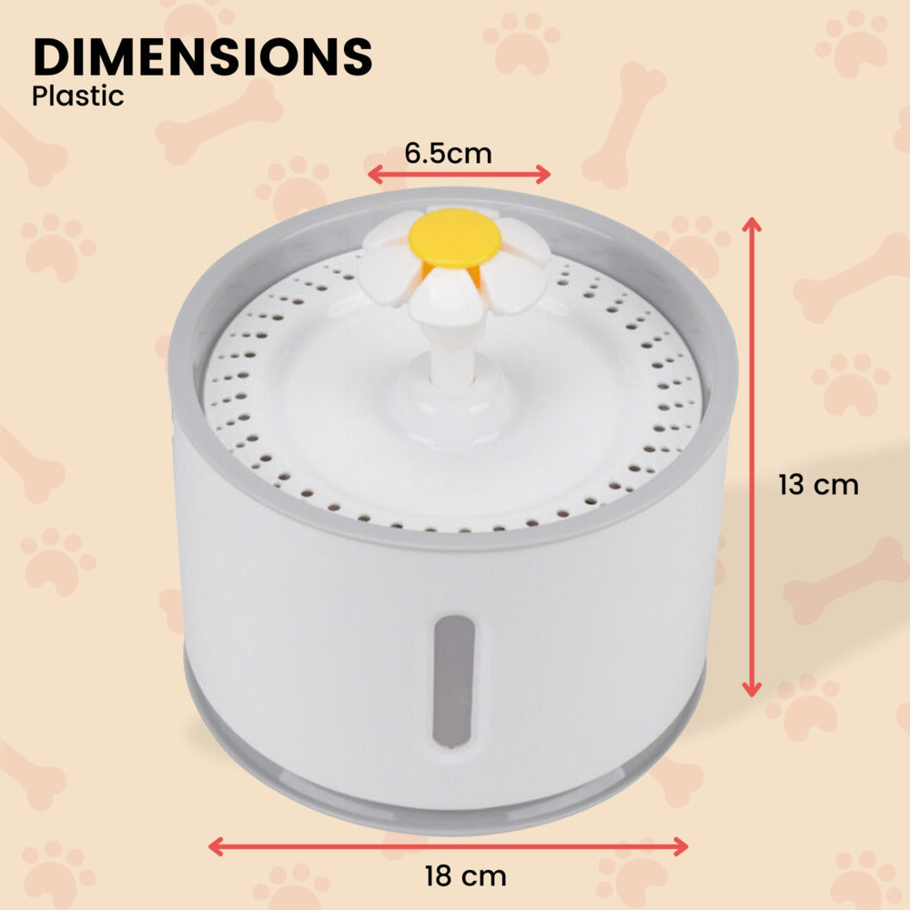 2.4L Automatic Pet Water Fountain Drinking Dispenser And Filter Grey