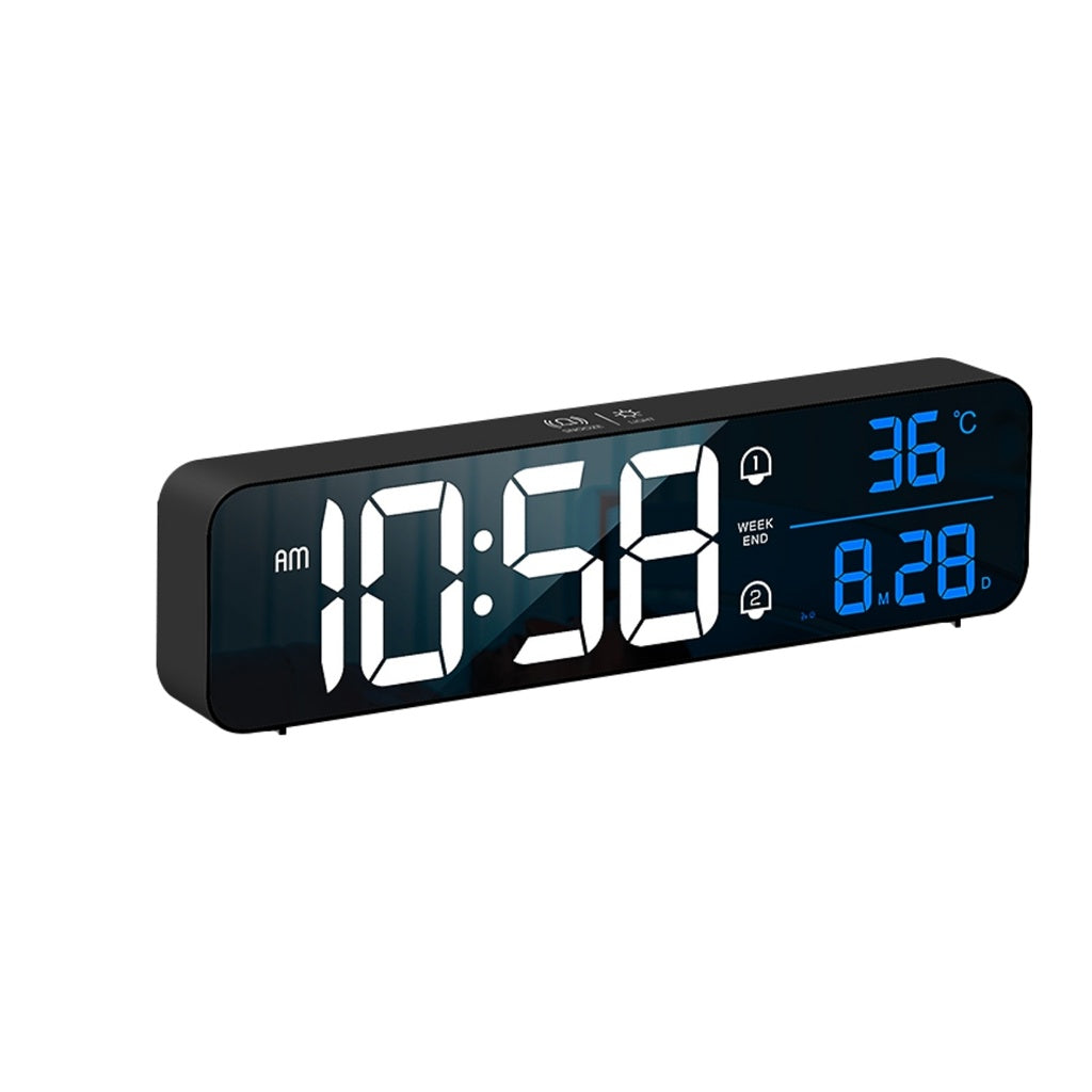 Mirrored Rechargeable Black Digital Alarm Clock