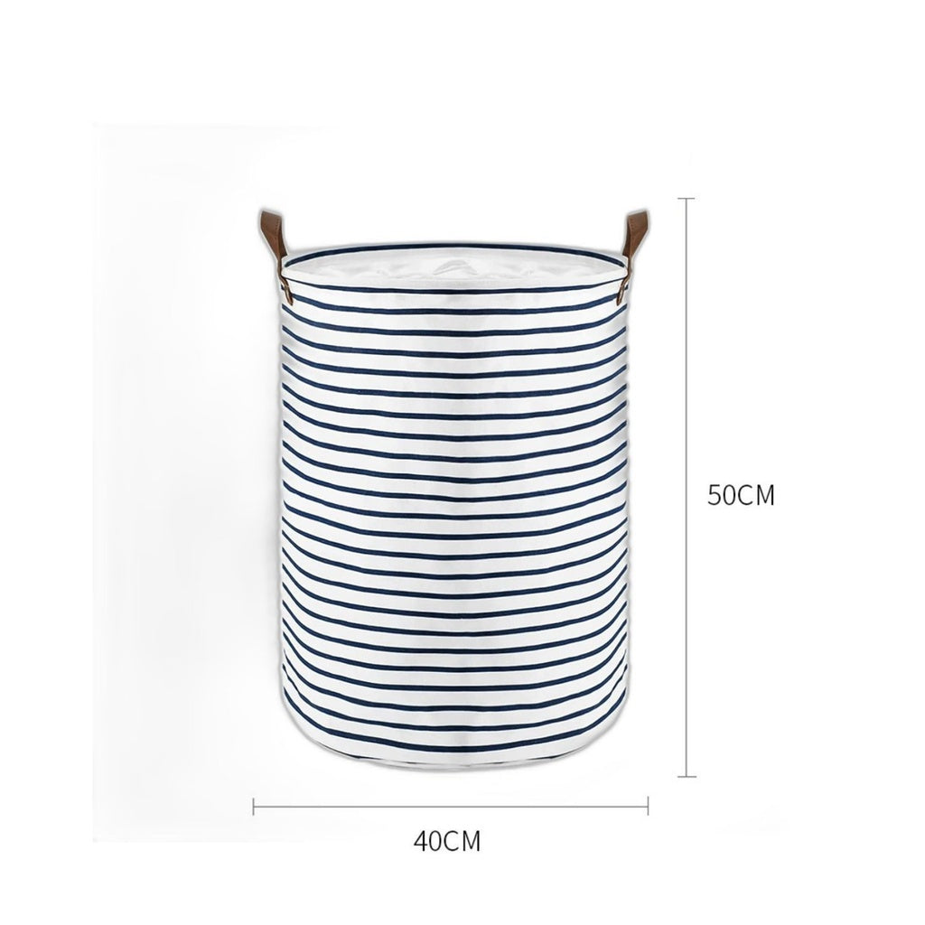 Laundry Basket Round Foldable (Black Line)