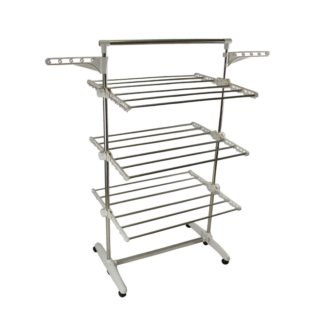 Adjustable and Foldable Clothing Laundry Drying Rack 3 Tier - White