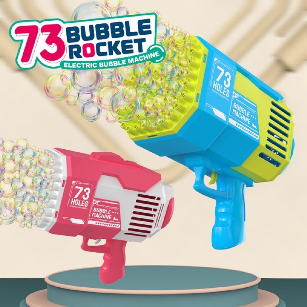 73 Holes Rechargeable Bubbles Machine Gun (Blue and Green)