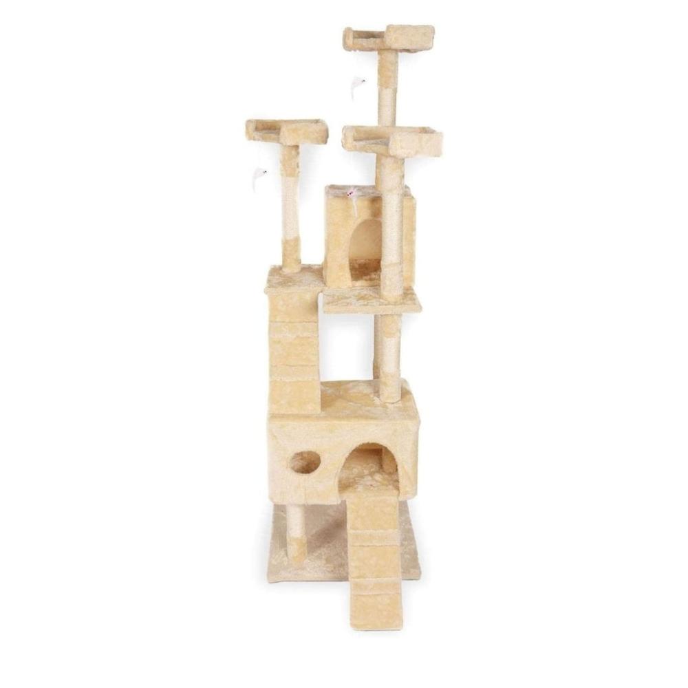 Plush Cat Condo Cat Tree Beige - 170cms