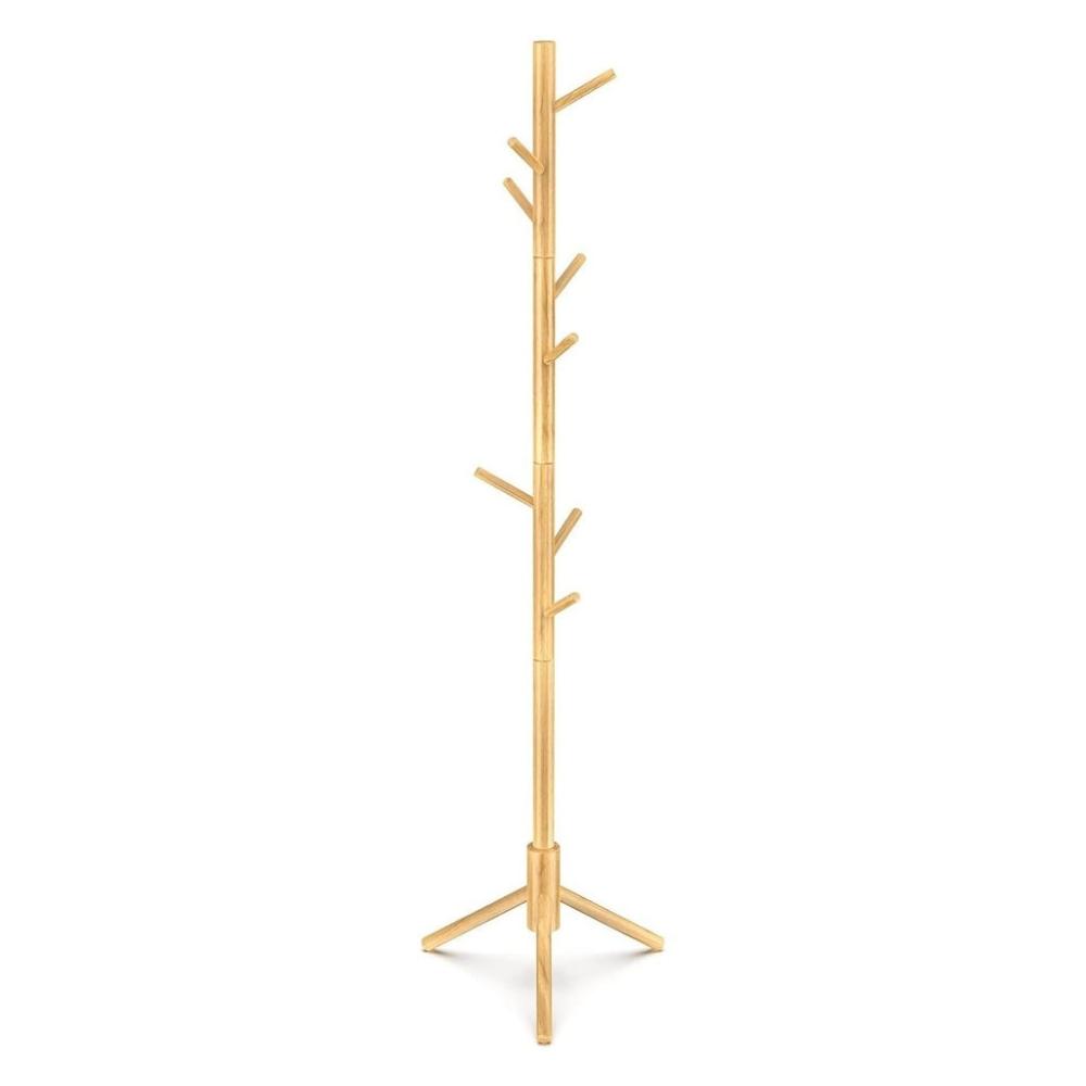 8 Hook Wood Coat Rack Stand (Wooden)