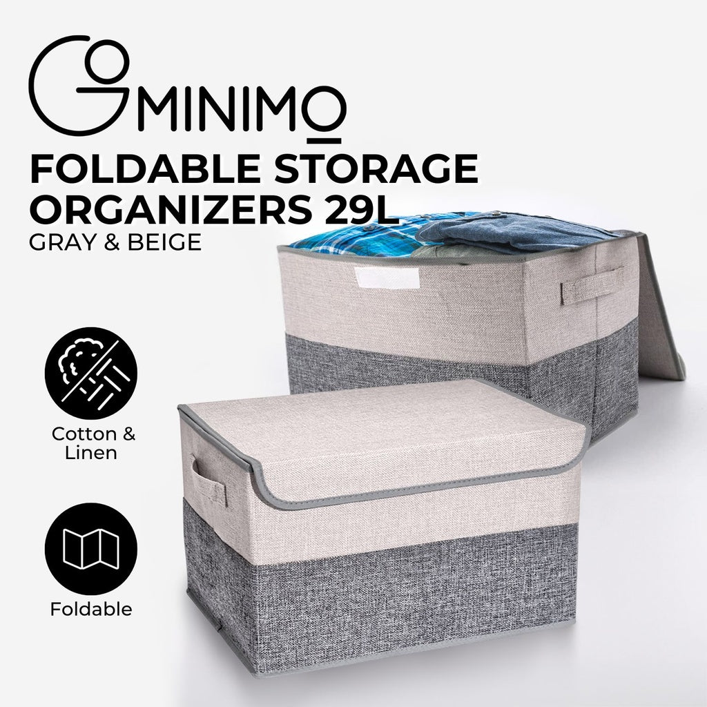 Foldable Storage Organizers Gray and Beige 29L - Pack of 2