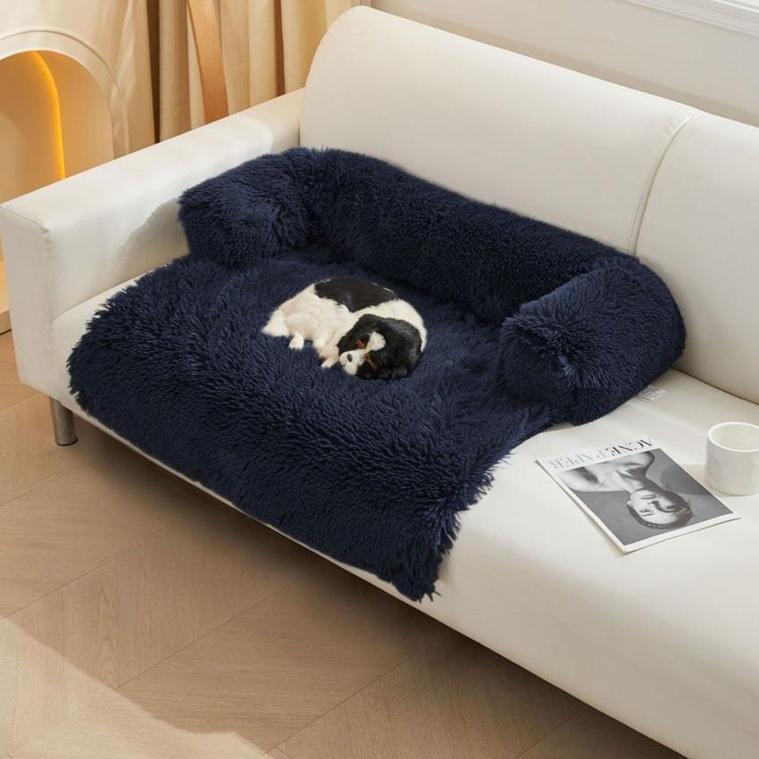 Pet Sofa Cover Soft with Bolster Small Size (Dark Blue)