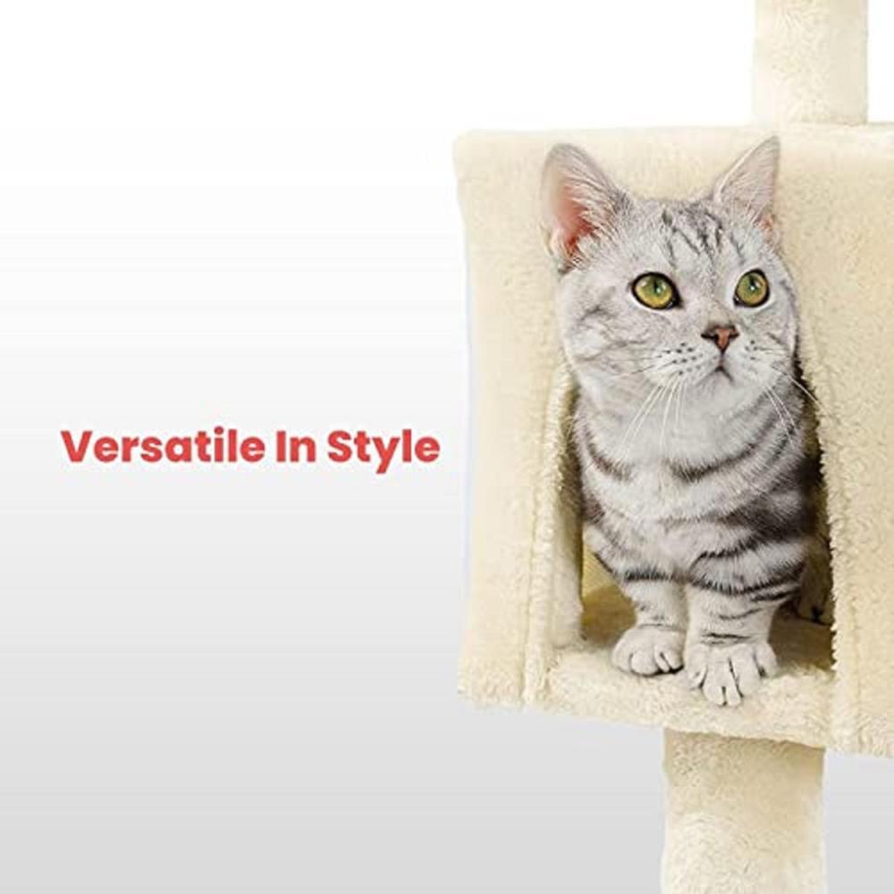 Plush Cat Condo Cat Tree - Beige 118cms