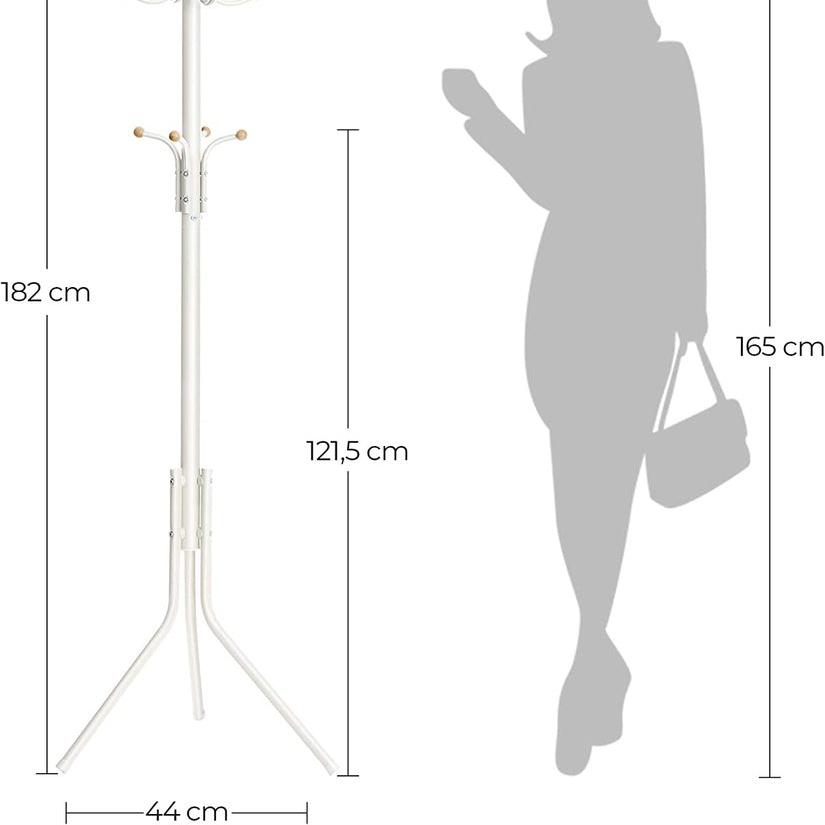 Metal Coat Rack 182 cm Tall Hall Tree - White