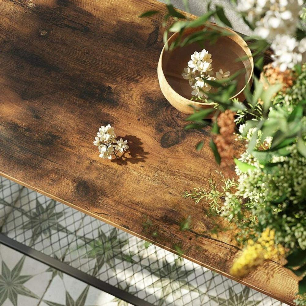 Mixed Double Console Table with 2 Mesh Shelves