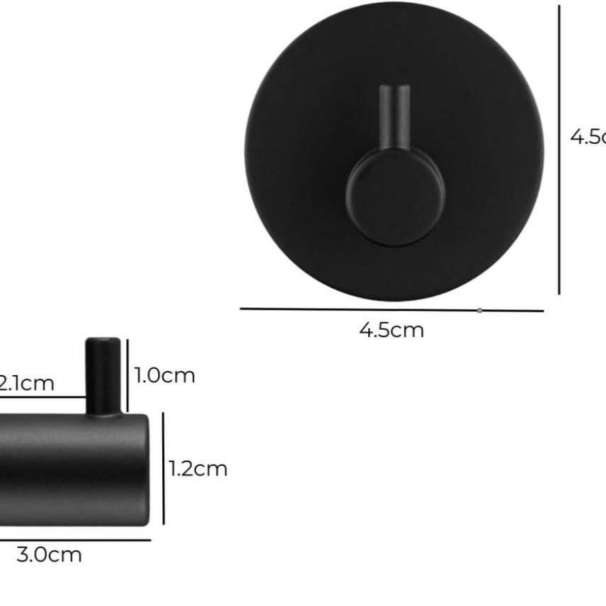 Round Stainless-Steel Wall Hook 4pcs (Black)