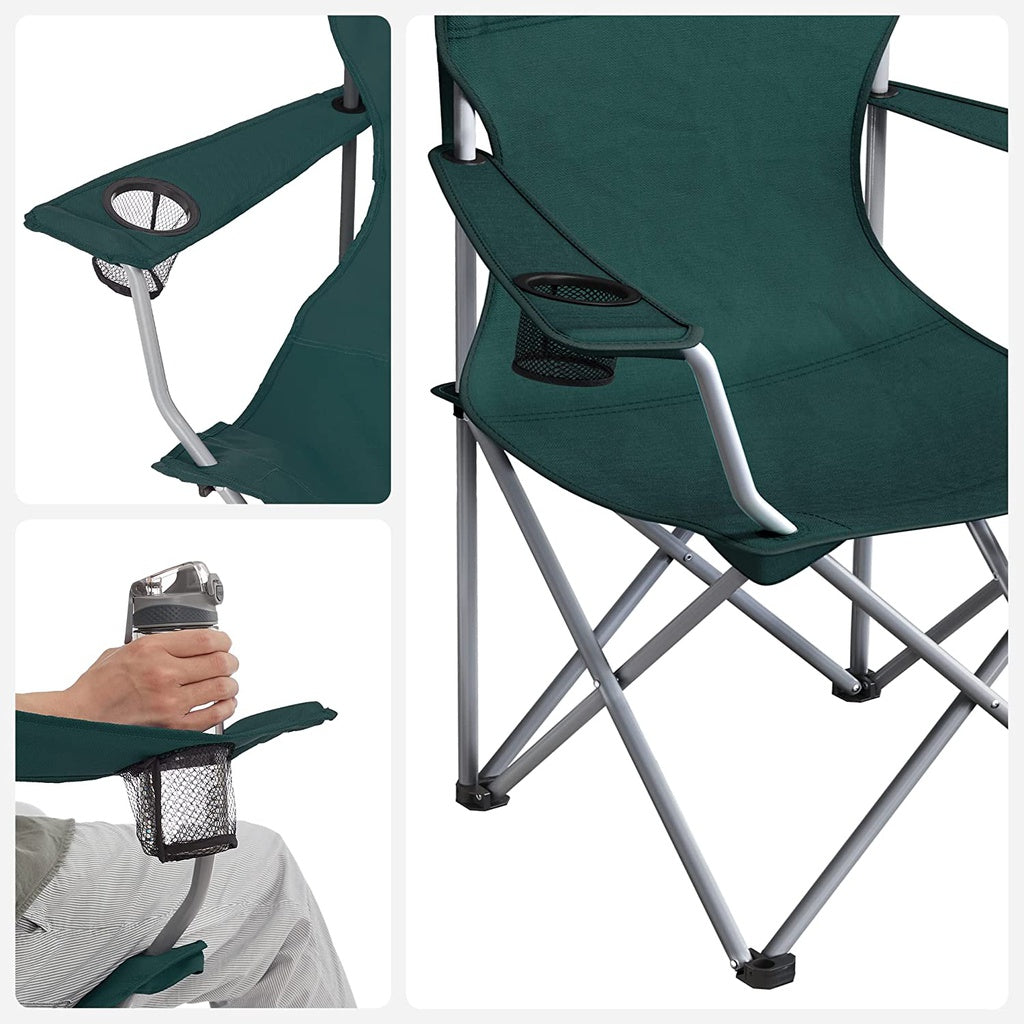 Set of 2 Folding Camping Outdoor Chairs - Dark Green